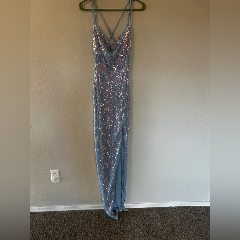 Elegant Blue Sequin Gown